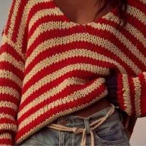 Free People Portland Pullover in the Cherry Lemonade Combo